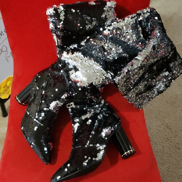 Blink sequence,Tigh High black silver winter boots - Picture 6 of 7